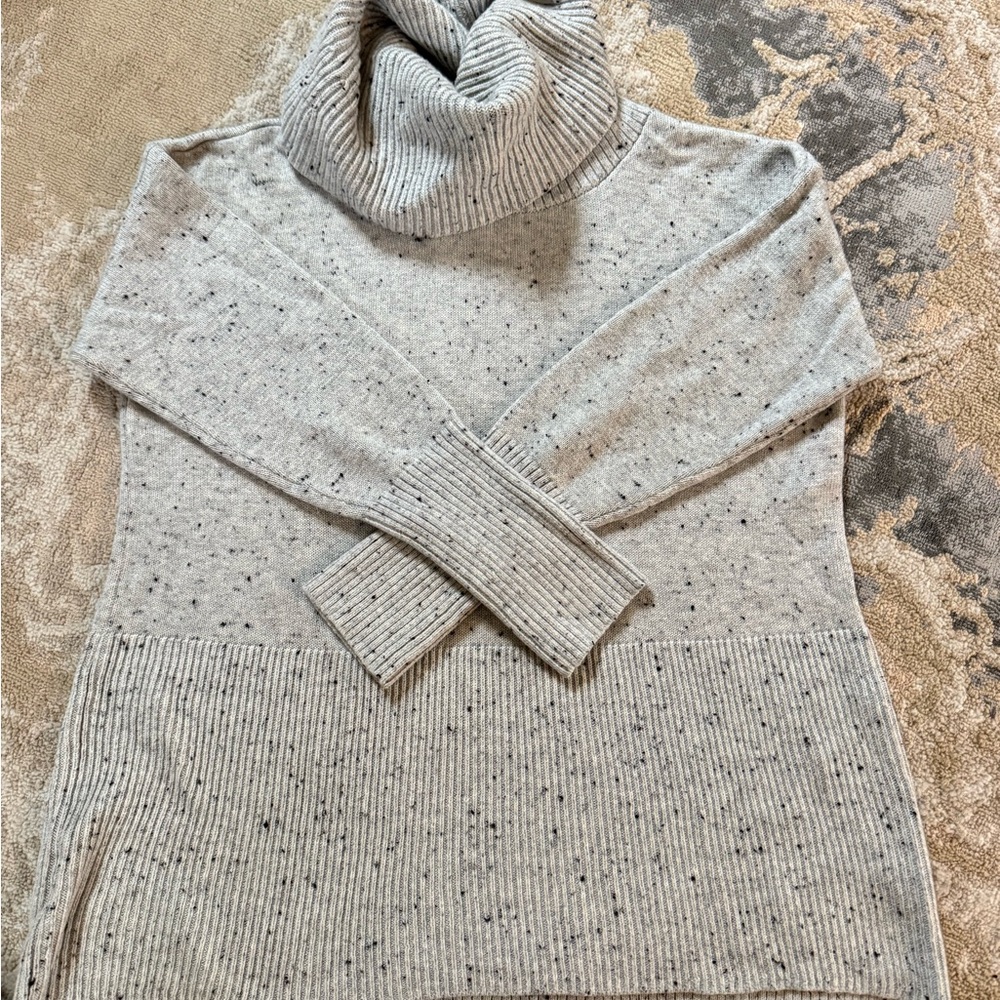 Lou & Grey Speckled Gray Cowl Neck Sweater